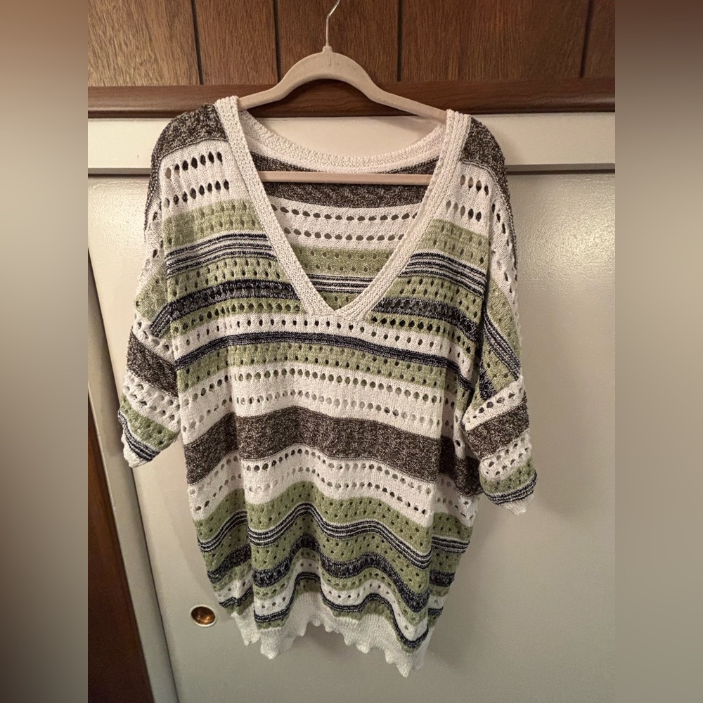 SHEIN Multicolor Striped Short Sleeve Top